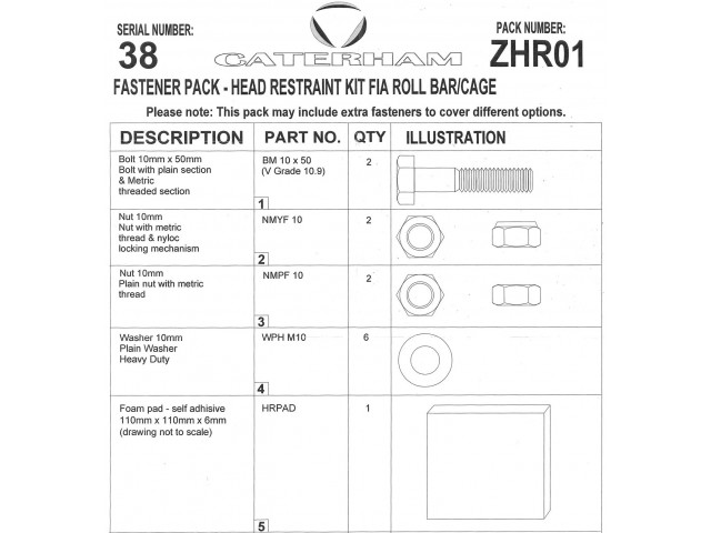 Head Restraint Hardware Pack
