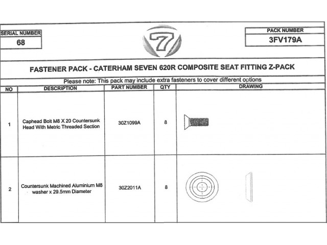 HARDWARE PACK CARBON FIBRE SEATS