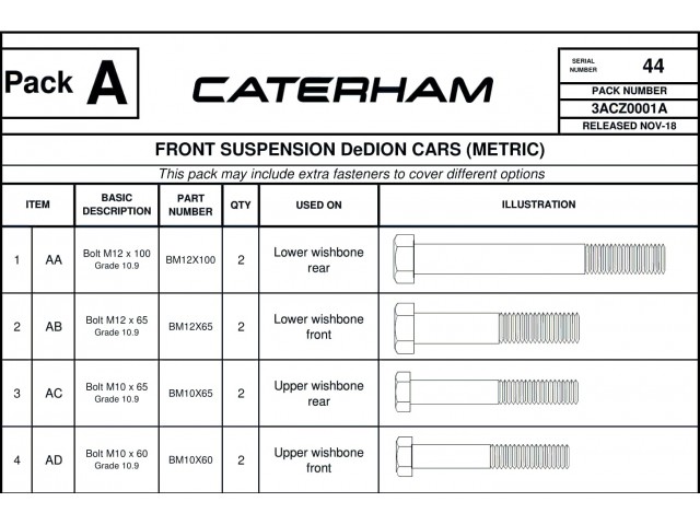 Front Suspension Hardware Pack