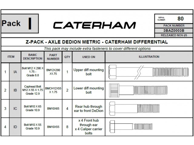 Axle Hardware Pack, Horse